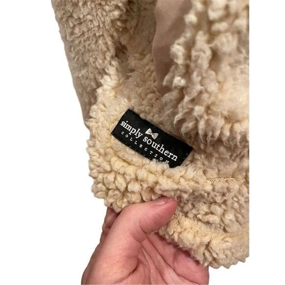 Simply Southern Women's Sherpa Pullover Jacket Cream Size M Casual Winter - Picture 3 of 9